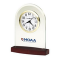 Howard Miller Hansen Glass Arch Clock w/ Rosewood Finish Base